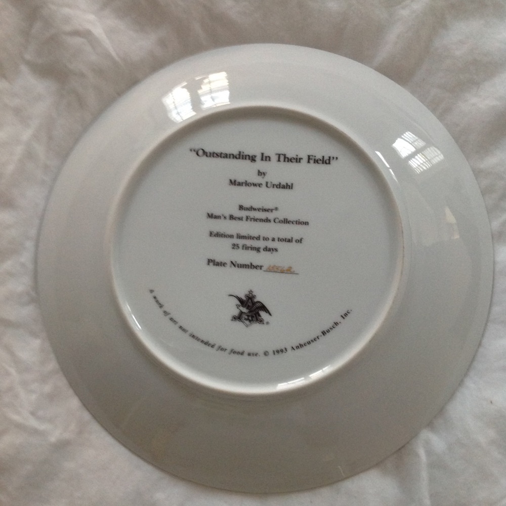 Budweiser Plate Outstanding In Their Field 1993 - Picture 2 of 5